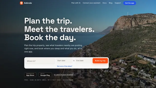 The Adónde home page